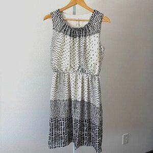 Emma & Michelle Dress 10 Abstract Scoop Neck A-line Clean Girl Preppy Soft Girl